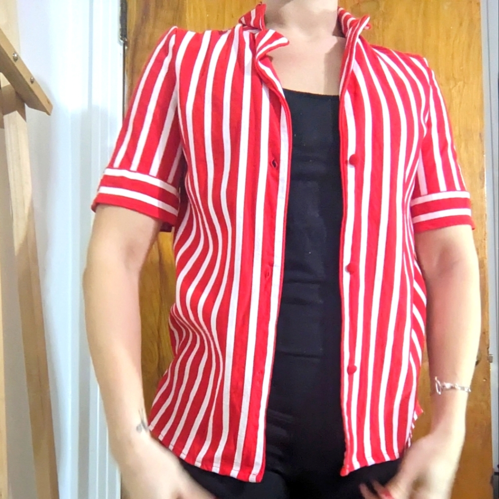 Beautiful little red and white striped Zara shirt